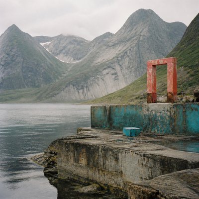 serene landscape with mountains and water
