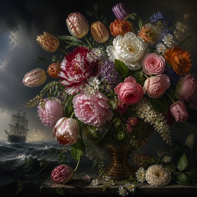 sailing ship on a stormy sea