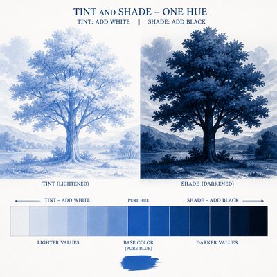 a tree in nature — Tint and Shade Art Style
