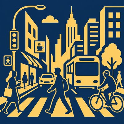 urban street with city activity