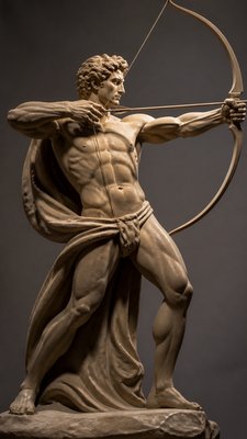 ancient greek athlete with bow and arrow