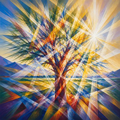 a tree in nature — Rayonism Art Style