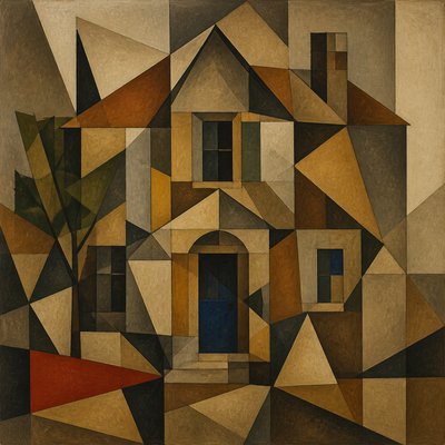 house with front view — Cubist Still Life Art Style