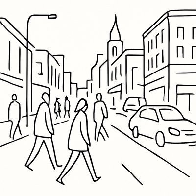 urban street with city activity