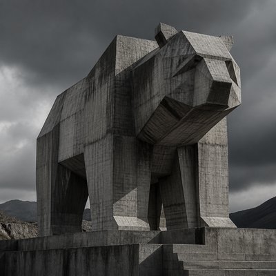 animal standing in natural pose — Brutalist Architecture Art