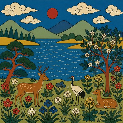 wide landscape with natural scenery — Flatness Art Style