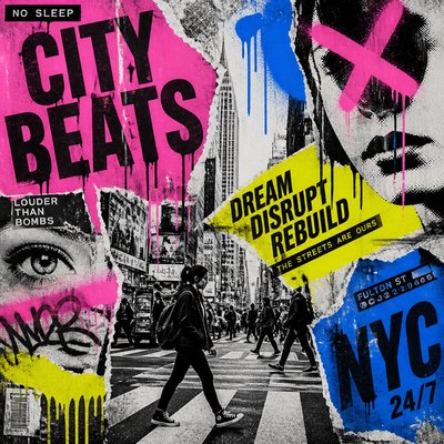 urban street with city activity — Street Art Poster Design