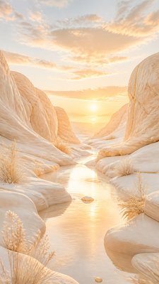 a desert canyon under a dramatic sunset sky, no people