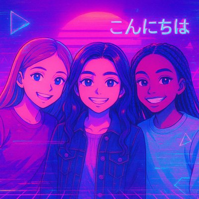 a group of three girls standing next to each other