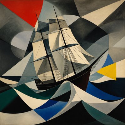 sailing ship on a stormy sea