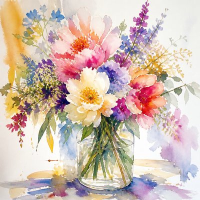 bouquet of flowers in a glass vase