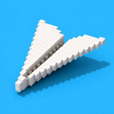 a paper plane, clean minimal composition on a plain background, no text