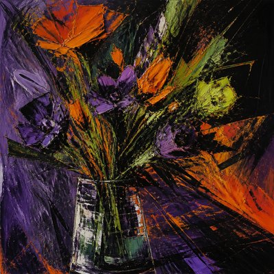 bouquet of flowers in a glass vase