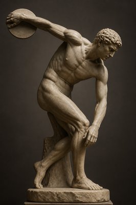 ancient greek athlete holding a discus