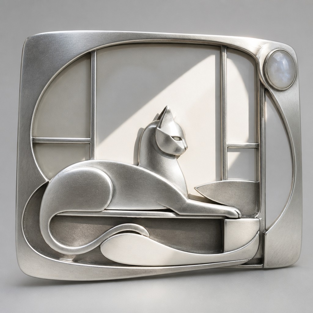 a cat lounging in a sunlit window — Modernist Silver Jewelry Design