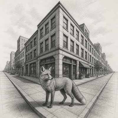 animal standing in natural pose — Two-Point Perspective Art Style