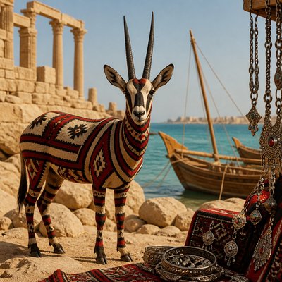 animal standing in natural pose — Kuwaiti Art Style