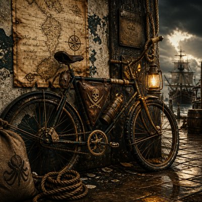 bicyle resting against a wall — Piratecore Aesthetic
