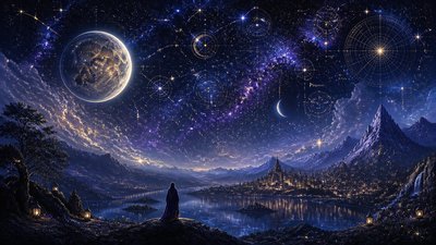 sweeping panoramic landscape with a dramatic sky