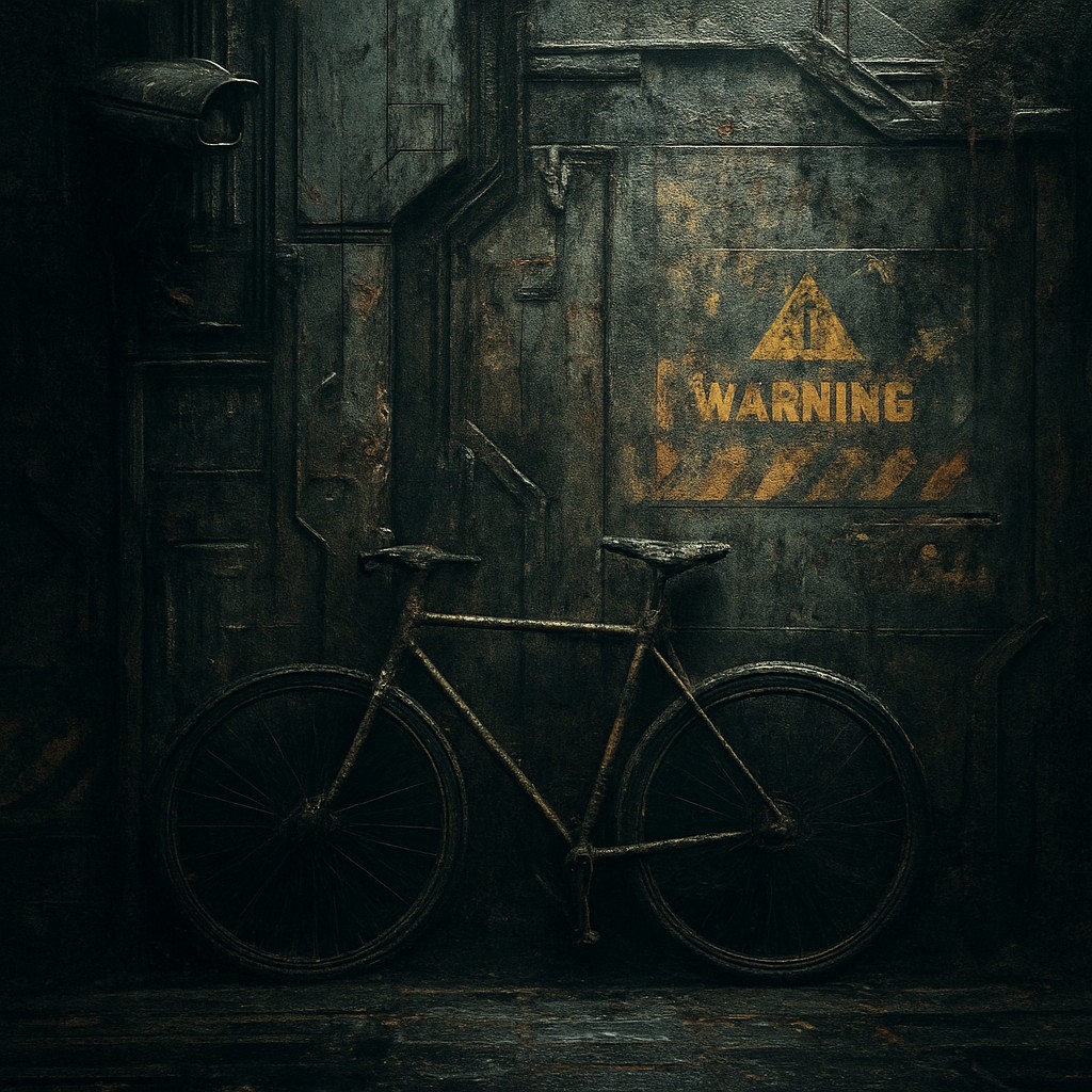 bicyle resting against a wall