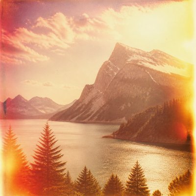 serene landscape with mountains and water