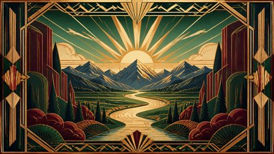 a vast valley with a river winding toward distant mountains at sunrise, no people, no text