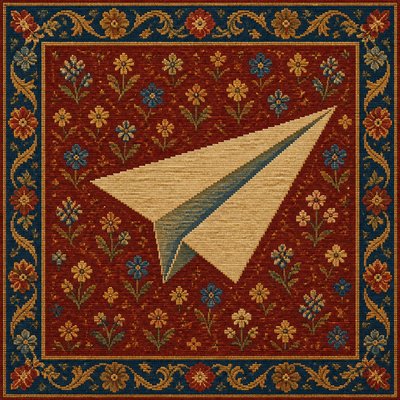 a paper plane, clean minimal composition on a plain background, no text
