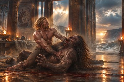 a painting of a man being nailed to another man
