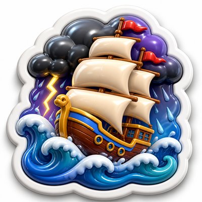 sailing ship on a stormy sea