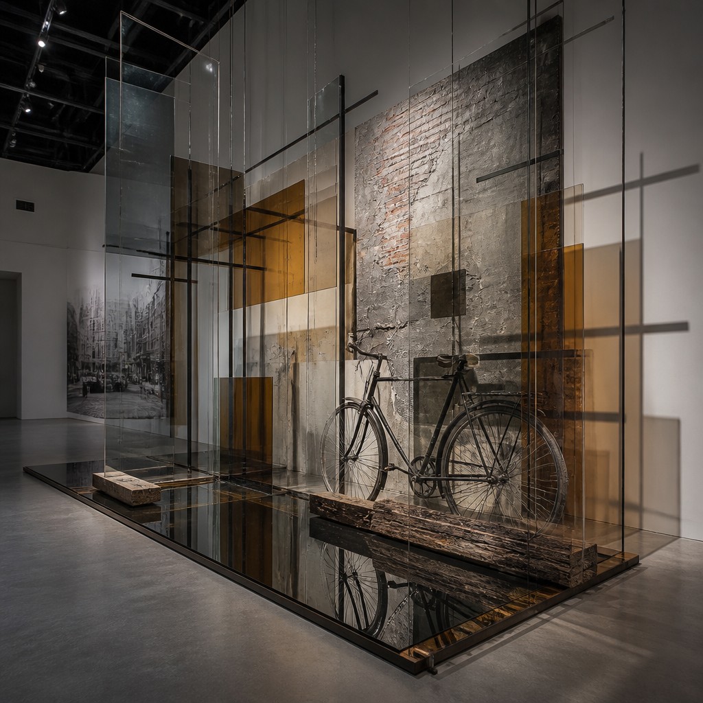 bicyle resting against a wall — Installation Art Style