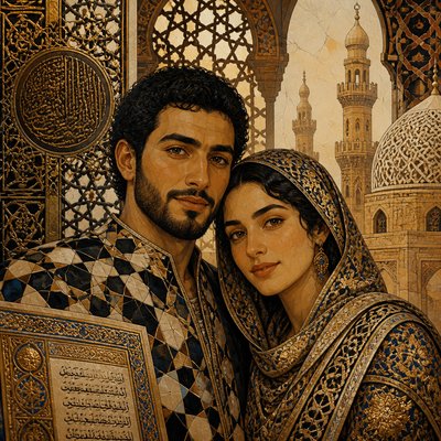 portrait of two people together — Cairo Art Style