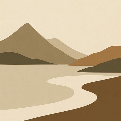 serene landscape with mountains and water