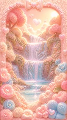 a cascading waterfall in a lush green gorge, no people