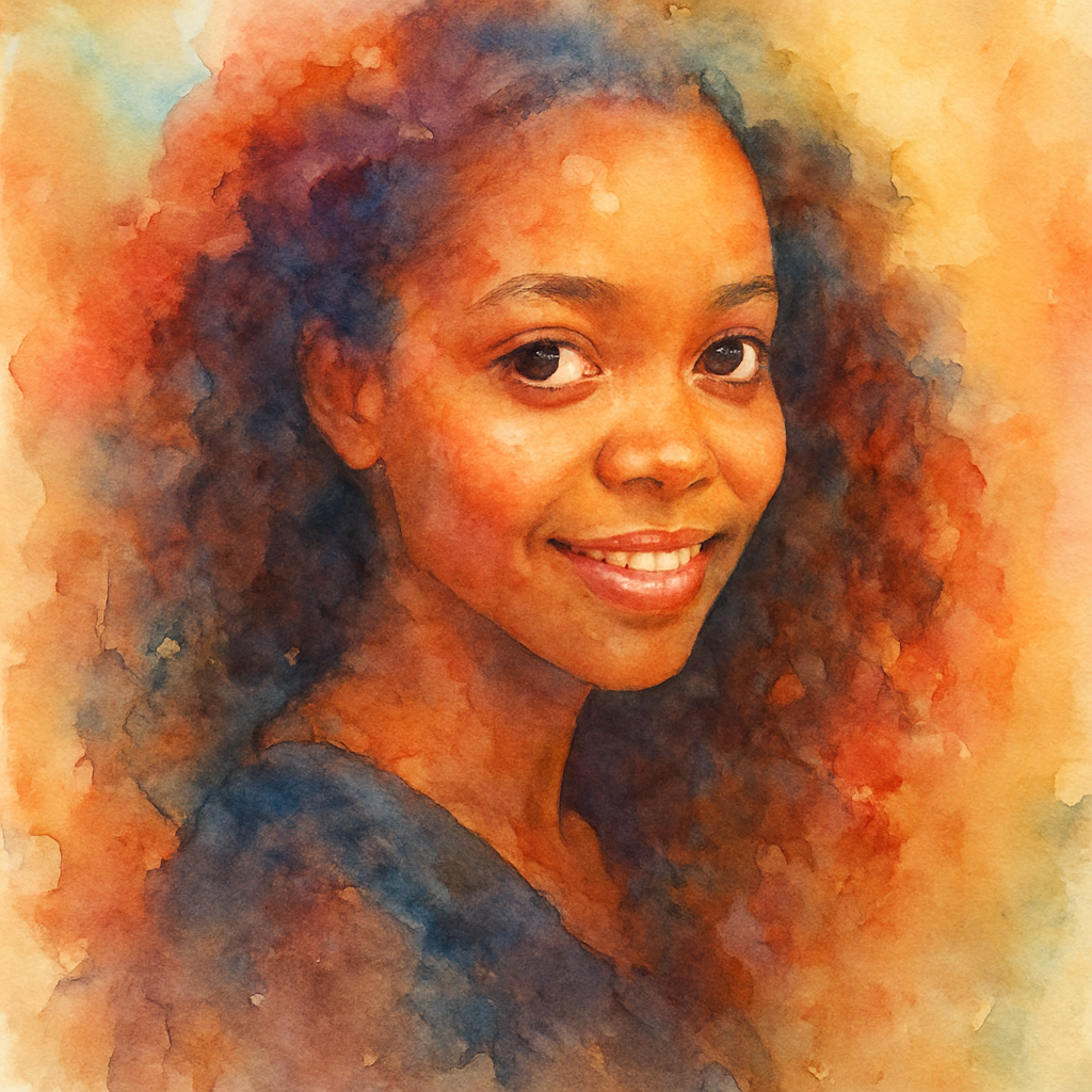 a watercolor painting of a woman's face