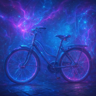 bicyle resting against a wall