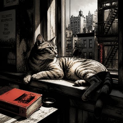 a cat lounging in a sunlit window