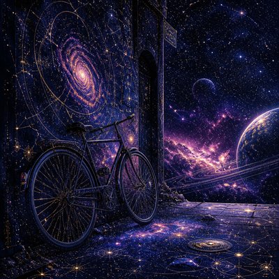 bicyle resting against a wall — Spacecore Aesthetic