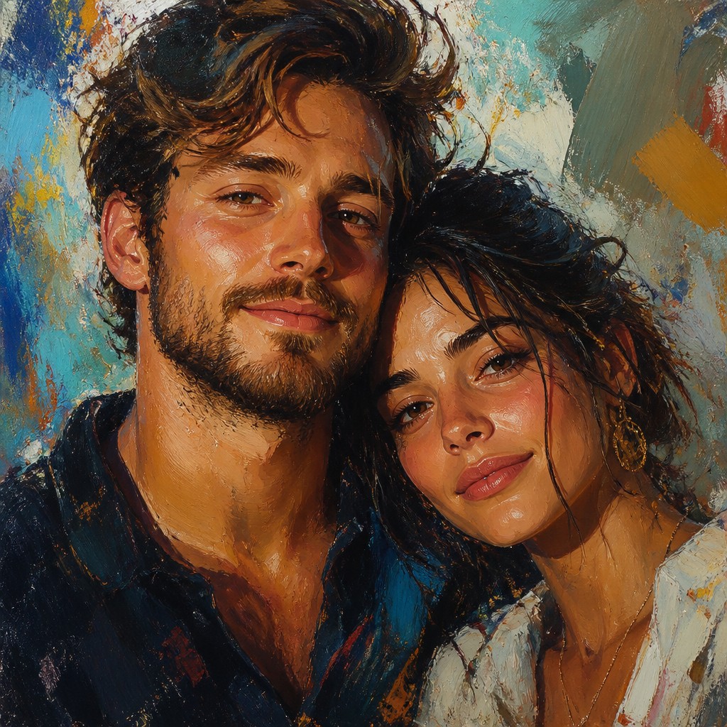 portrait of two people together — Digital Painting Art Style