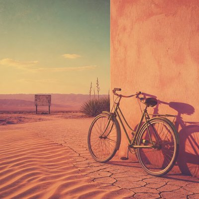 bicyle resting against a wall — Desertwave Aesthetic