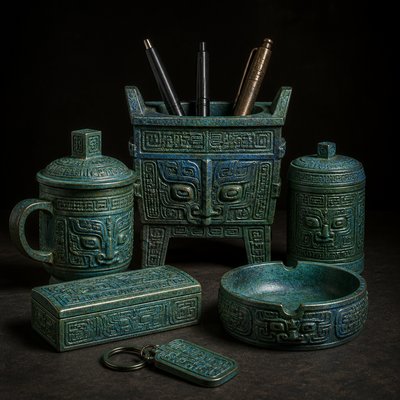 still life with everyday objects — Ancient Chinese Bronze Art Style