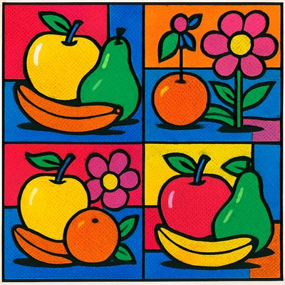 still life arrangement of fruits and flowers