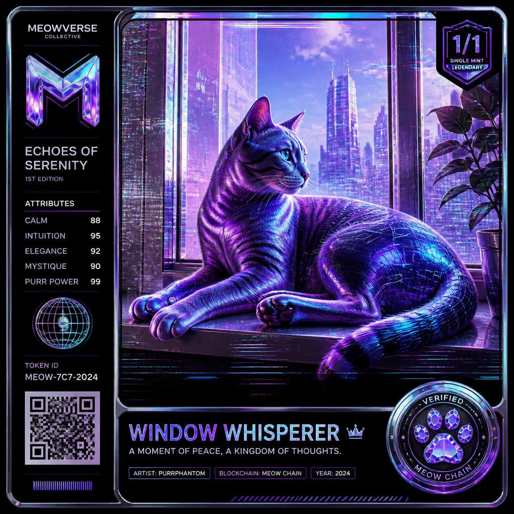 a cat lounging in a sunlit window — Crypto Art Style