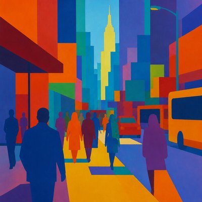 urban street with city activity