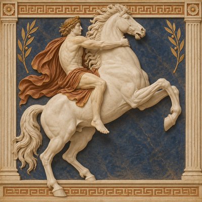 a statue of a man riding a white horse