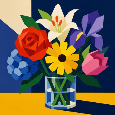 bouquet of flowers in a glass vase