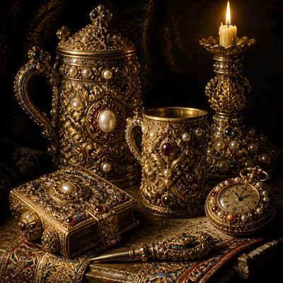 still life with everyday objects — Baroque Jewelry Style