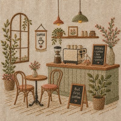 cozy cafe interior with warm lighting