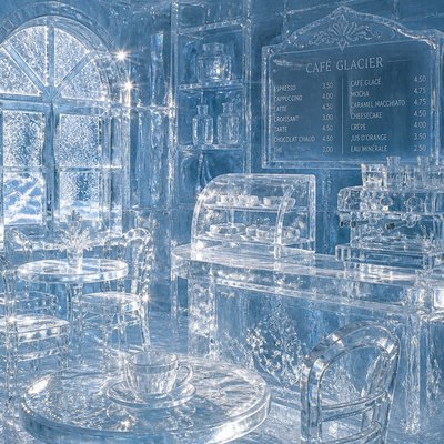 cozy cafe interior with warm lighting