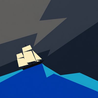 sailing ship on a stormy sea