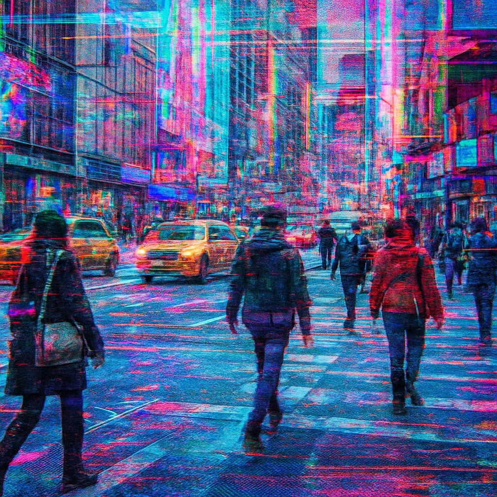 urban street with city activity